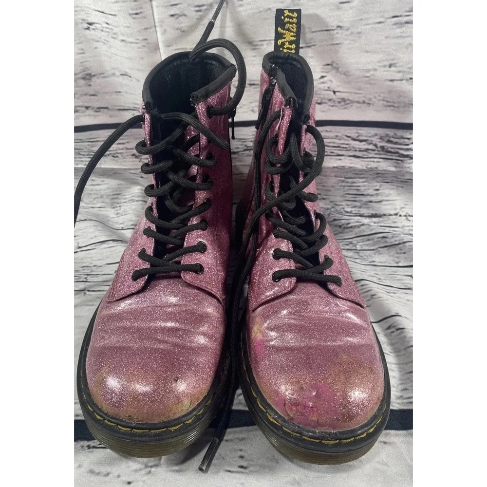Doc Martens 1460J Combat Boots Youth Size US 5L/4M  Black Pink Glitter